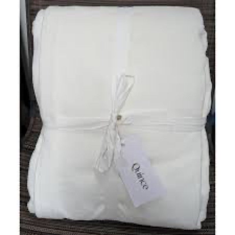 quince european linen room darkening curtain blackout 48”x96”  white