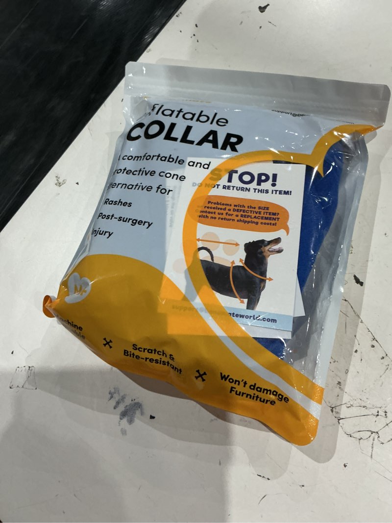 Condition photo showing Good Condition for bencmate inflatable dog cone collar alternative, soft dog cone for small medium large dogs and cats, neck recovery ecollar donut collar after surgery (medium+, blue) blue medium+ [neck:11"-14"]