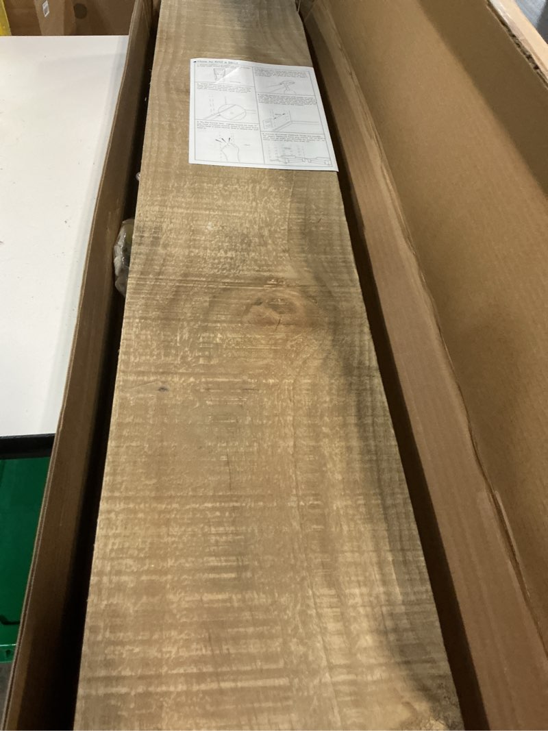 Condition photo showing As Is for 36" Long Solid Reclaimed Wood Floating Shelves, Rustic Heavy-Duty Wall Shelves with Invisible Bracket, 8" Deep Floating Shelf for Living Room, Bathroom, Bedroom and Kitchen, Set of 2, Grey Cement Grey 36inches-2P