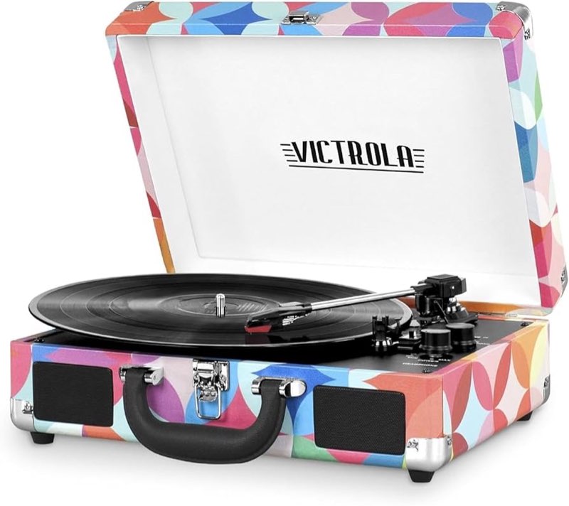 Victrola Journey Bluetooth Portable Suitcase Record Player – with Built-in Speakers, 3 Speed Vinyl R