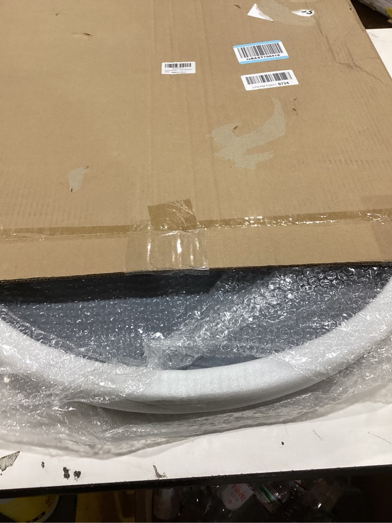 Condition photo showing New/Like New for Round Ottoman Table Tray Round-24 - Rustic Wooden Serving Tray for Farmhouse Decorative Oversized Coffee Table Trays Living Room Kitchen Counter Breakfast Grey 24" Gray