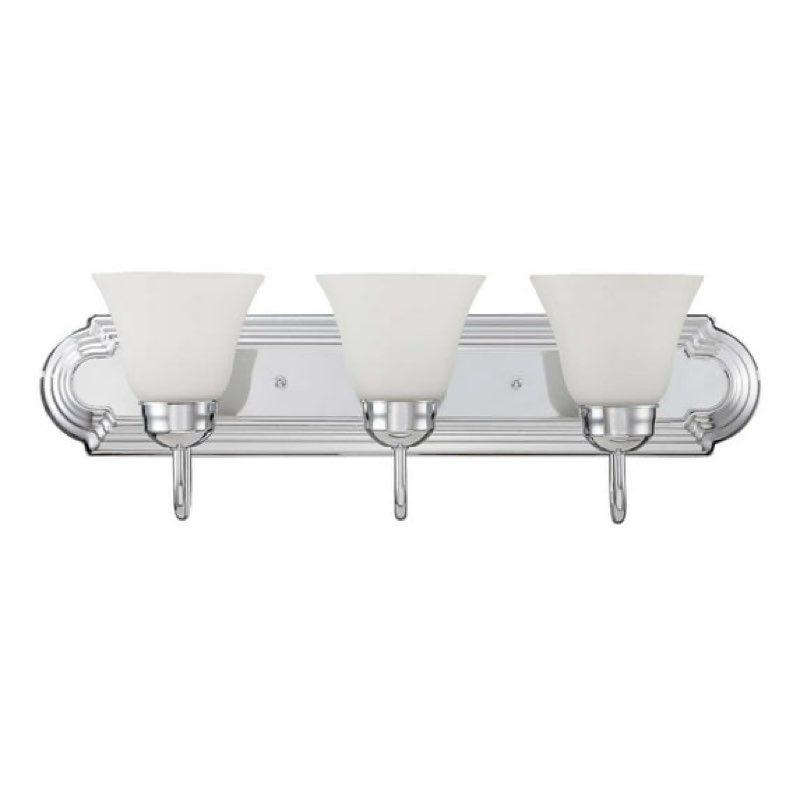  Luminance Sunset Lighting F3583-15 Three Light Vanity - Frosted Milk Glass, Dimmable - with Polished Chrome Finish