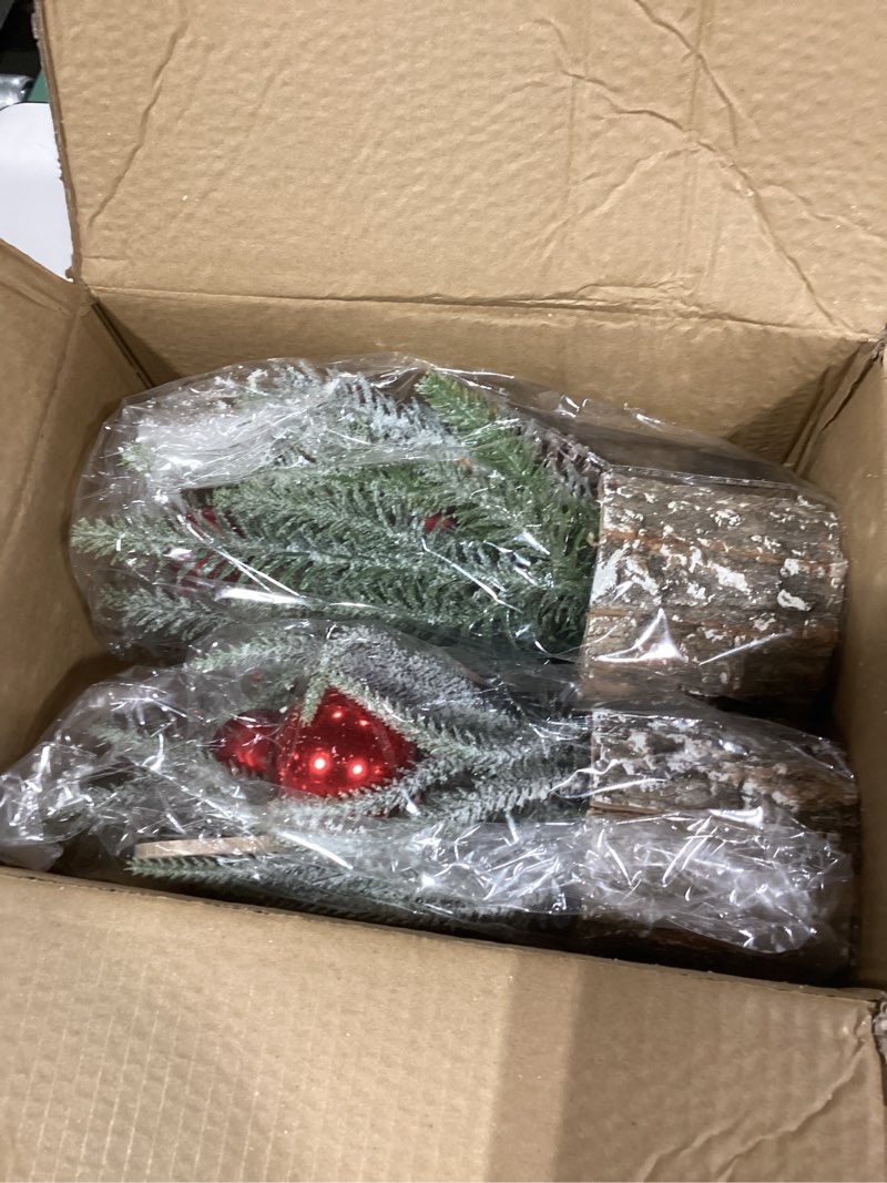 Condition photo showing Good Condition for Mini Christmas Tree with Holiday Ornaments Pine Cones Berries Balls, 12.5" Tabletop Christmas Trees 2 Pack, Christmas Shelf Decor Xmas Table Centerpieces Small Christmas Decorations (Snowy)