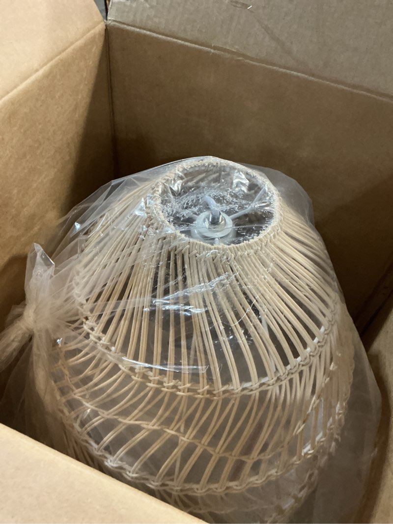 Condition photo showing Good Condition for arturesthome 19.6"*19.6" rattan pendant light fixture, wicker chandelier boho basket dining ceiling lighting, large natural woven hanging lamp for kitchen island sink w 19.6in * h 19.6in
