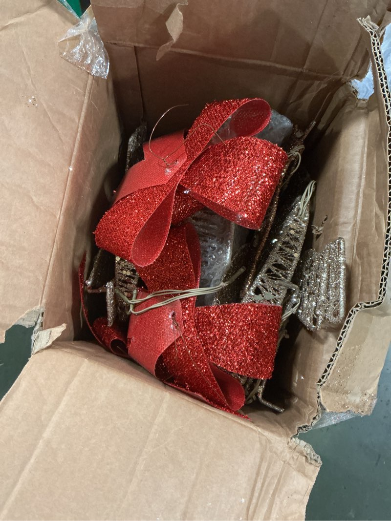 Condition photo showing As Is for HOYECHI 5 FT Oversized Christmas Decorations Outdoor Lighted Reindeer – 3-Piece 2D Deer Family Set with 160 Warm White LED Lights for Yard, Lawn, Garden & Porch Holiday Display - Gold Gold - Extra Large