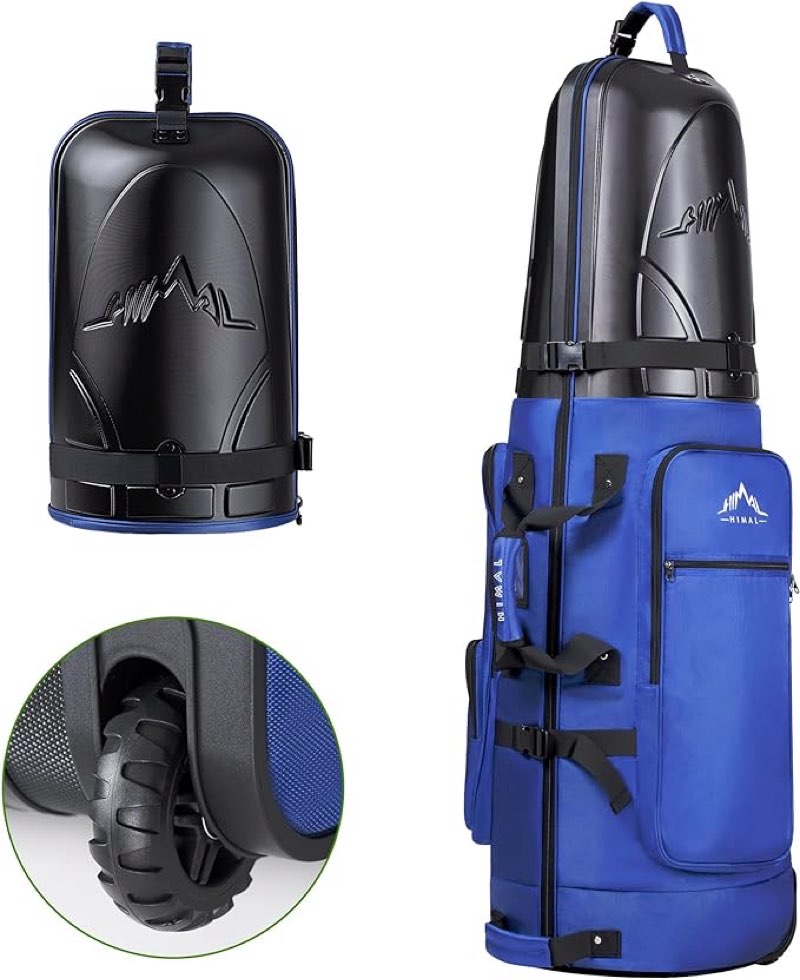 Golf Travel Bag with Hard Case Top, 1680D Heavy Duty Oxford Golf Club Travel Bags for Airlines with Wheels Easy to Maneuver