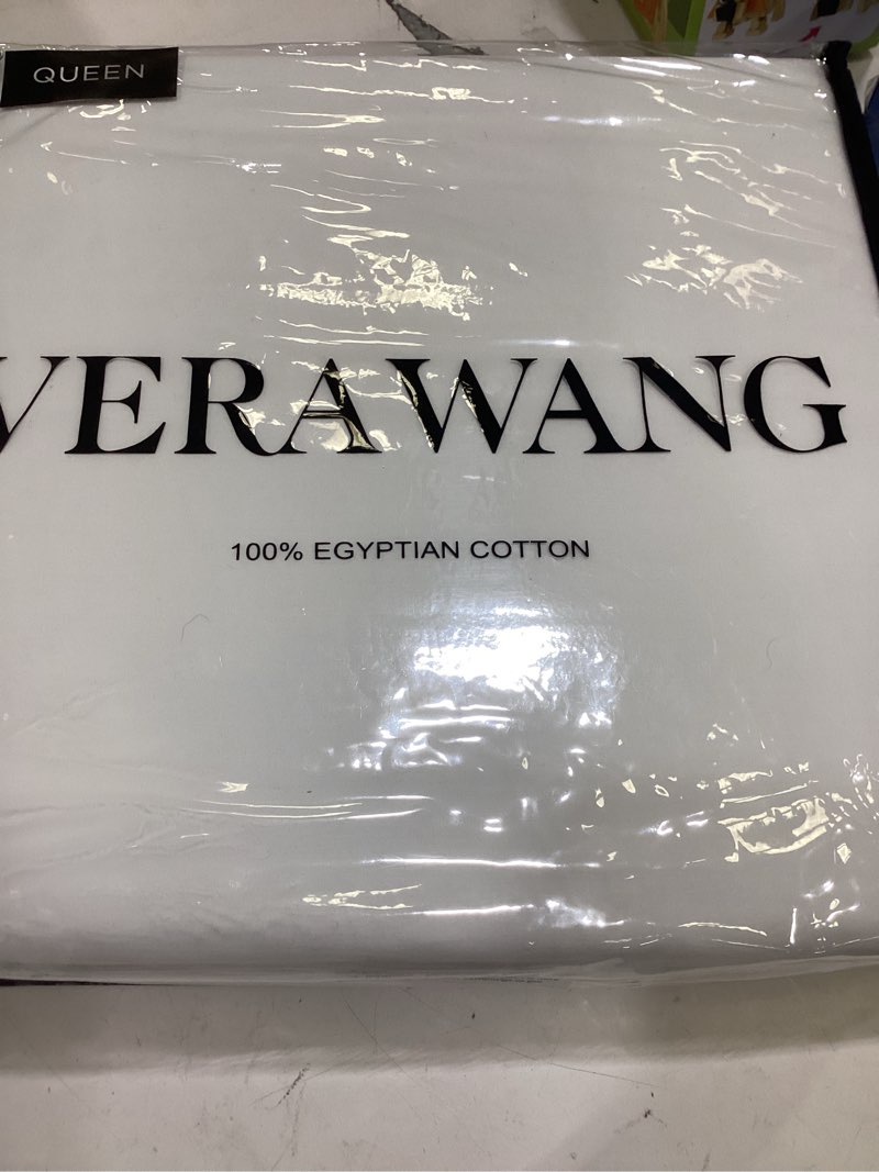 Condition photo showing Good Condition for vera wang – queen sheet set, 100% egyptian cotton percale bed sheets with a smooth & crisp feel, deep pockets, bedding with matching fitted sheet & pillowcases (white) queen white