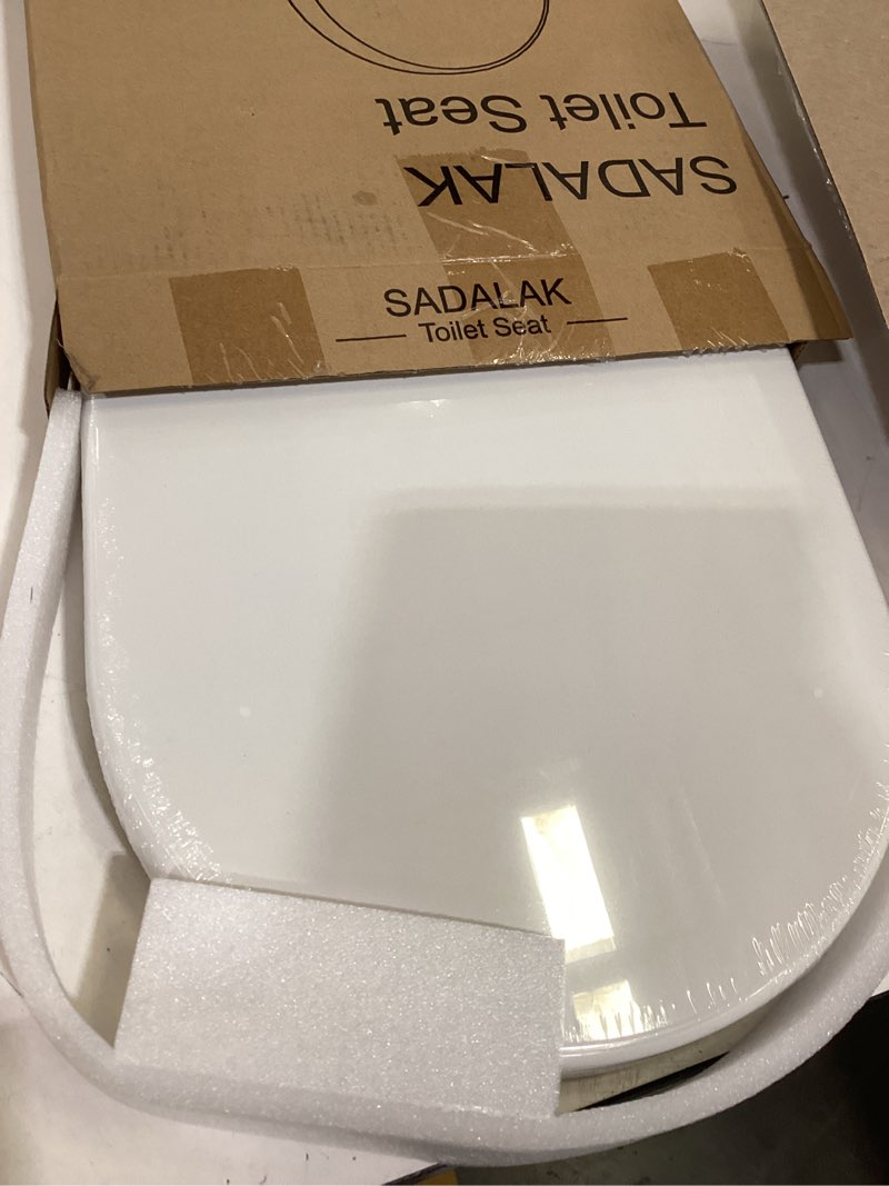 Condition photo showing Good Condition for soft close quick release toilet seat elongated- heavy duty adjustable stainless hinges, d/u shape toilet seats cover for easy cleaning & simple top fixing - white toilet lid