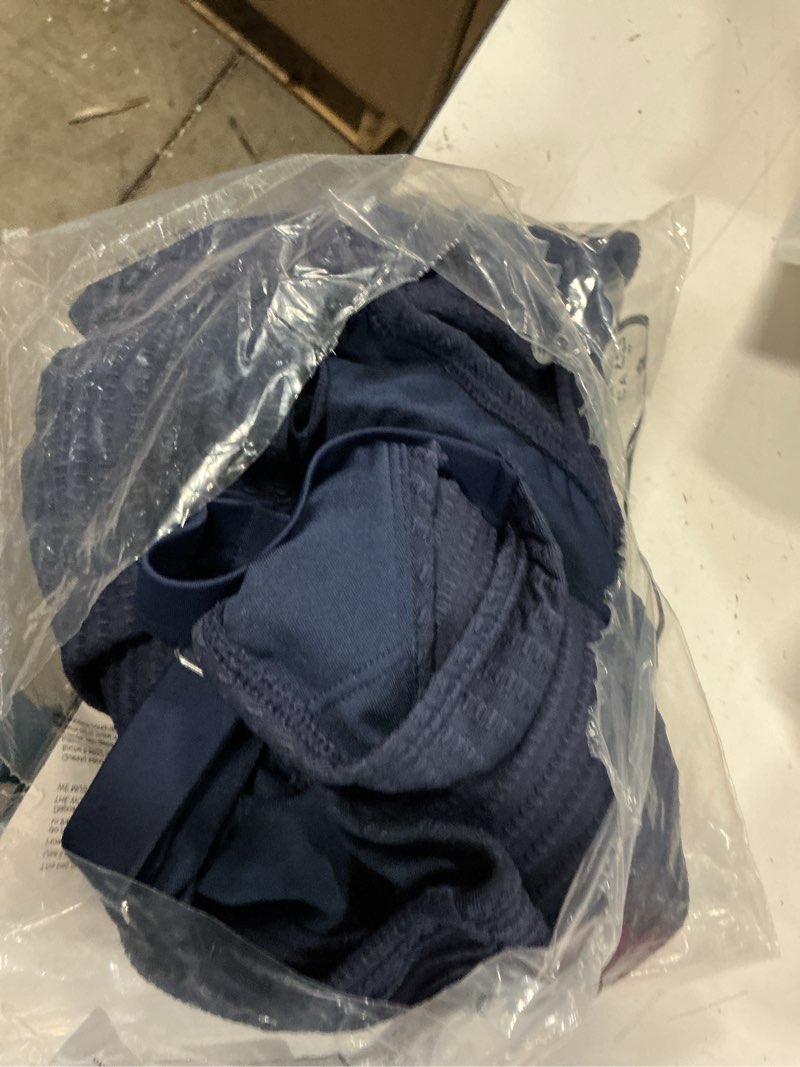 Condition photo showing Good Condition for Herseas Women's Textured Bikini Sets Twist Front Top Swimsuits High Waisted Bathing Suits Medium Navy Blue