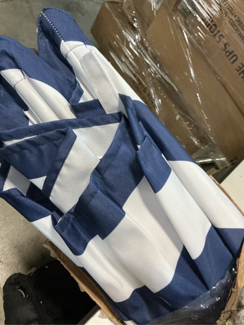 Condition photo showing Good Condition for blissun 7.5 ft patio umbrella, yard umbrella, outdoor market umbrella with push button tilt crank (blue&white) blue & white stripe