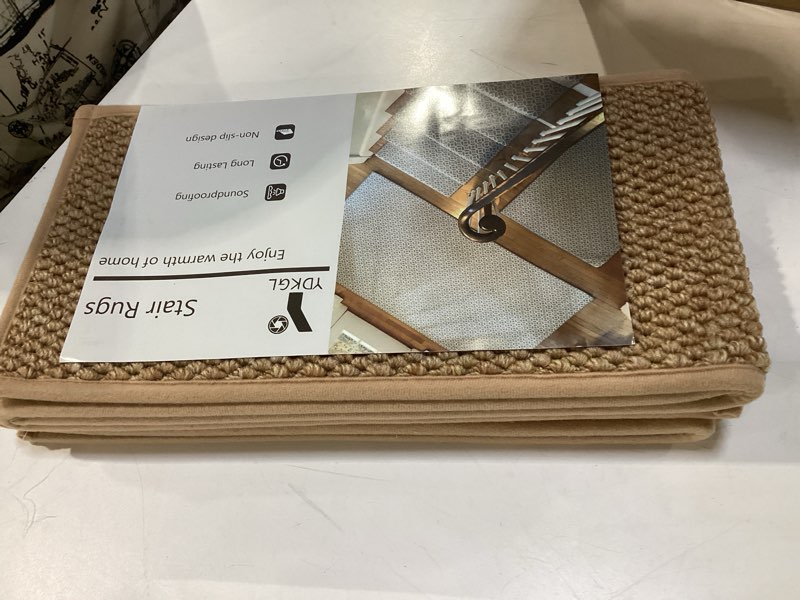 Condition photo showing Good Condition for 15pc stair treads non-slip washable peel and stick stair treads for wooden steps indoor reusable stair carpet treads adhesive stair-runner rugs for kids and dogs elder?8"x30" brown? 8"x30"x15pcs b - brown