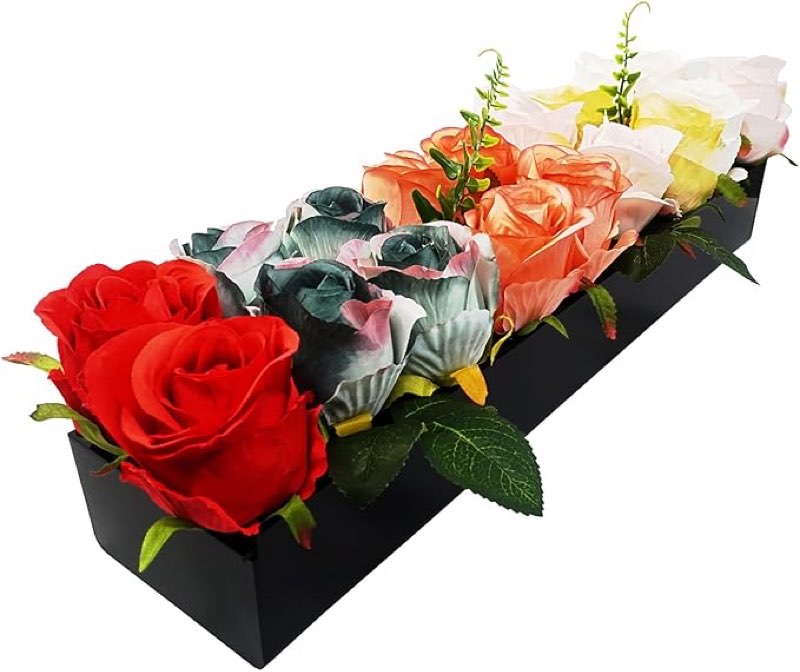 Holes for Flowers, Black Rectangular Flowers Vase Acrylic Flower Box