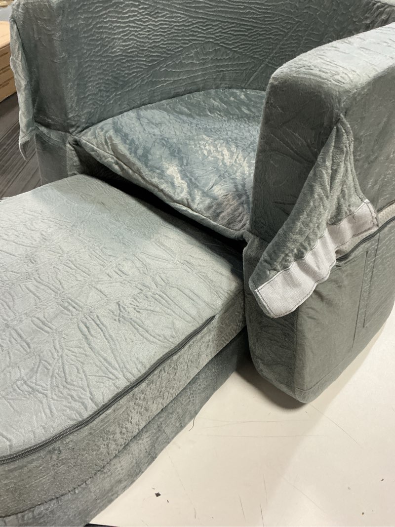 Condition photo showing Good Condition for Welnow Travel Toddler Bed, 3-in-1 Convertible Toddler Portable Floor Beds, Kids Flip Out Foldable Sofa Bed with Washable Cover & High-Density Foam for Girls and Boys, Dark Grey Dark Grey Solid