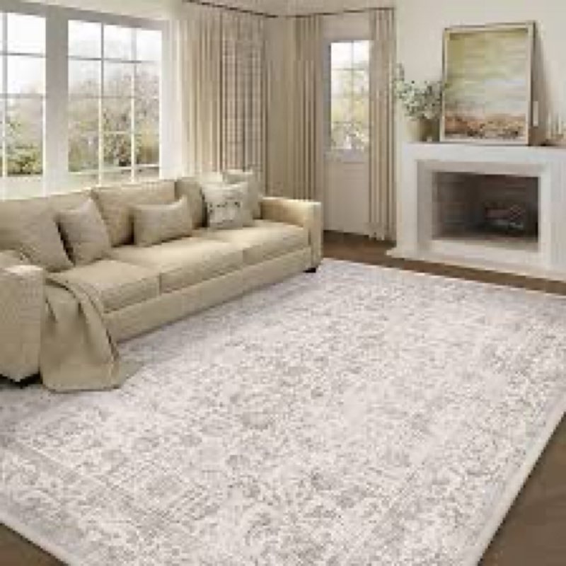 purecozy light brown area rug 9x12 machine washable large vintage living room distressed non slip ca