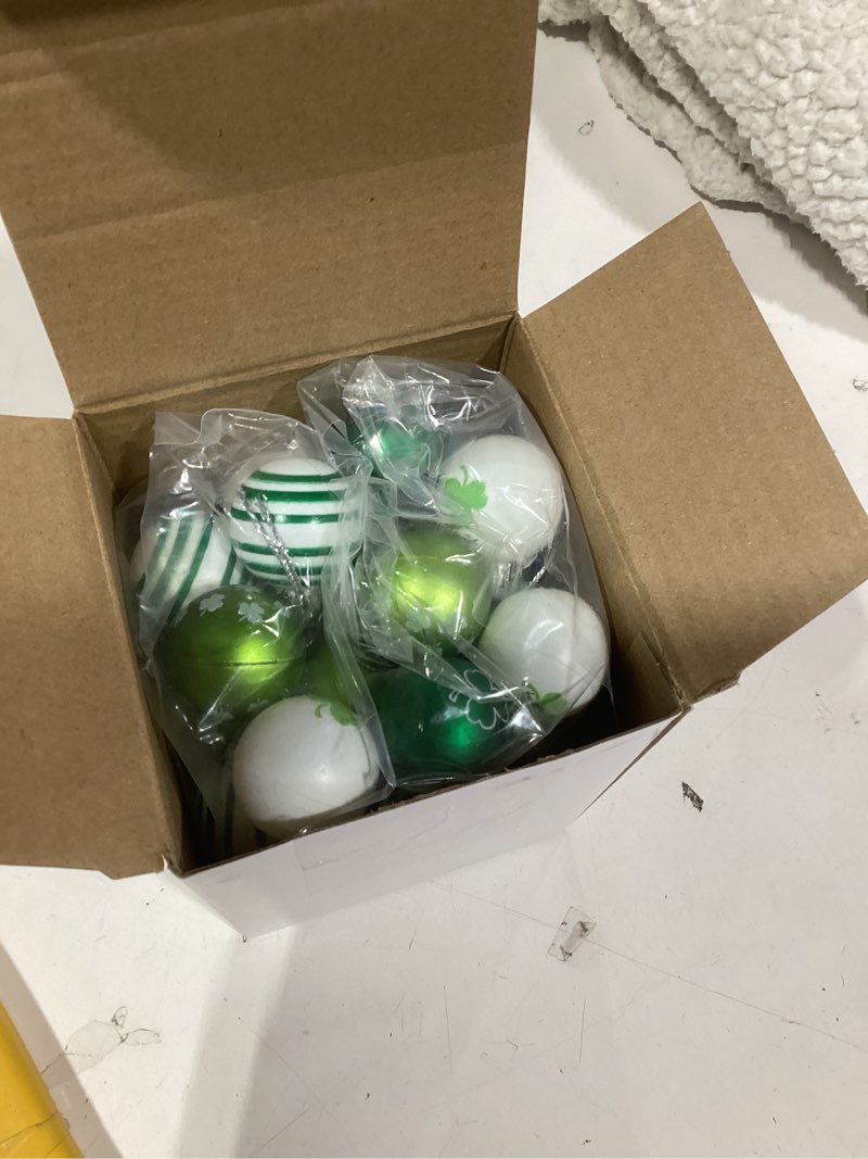 Condition photo showing Good Condition for Libima 40 Pcs St. Patrick's Day Tree Ornament St. Patrick's Day Hanging Decorations Ball Irish Clover Tree Decorations for Party Shelf Ornament