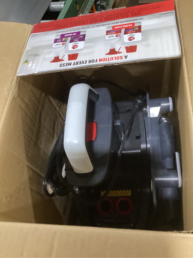 Condition photo showing As Is for hoover cleanslate plus portable carpet + upholstery spot cleaner machine, powerful suction with versatile tools, pet stain remover, car and auto detailer, pair with hoover carpet cleaner solution