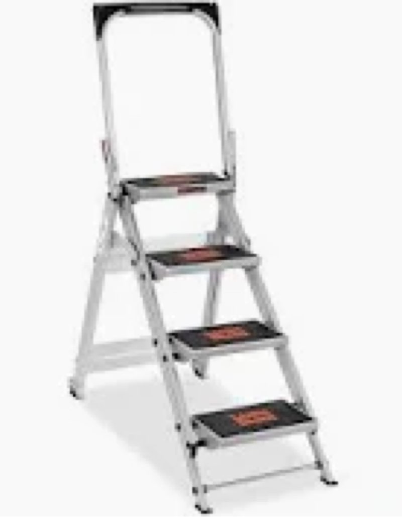 BEFITMACE 5 Step Ladder, Lightweight Folding Step Stool with Convenient Handgrip,Aluminum 330lbs Cap