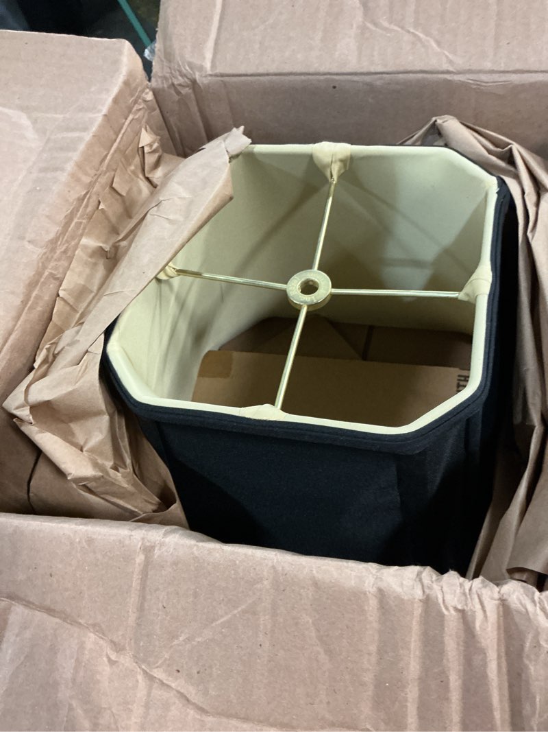 Condition photo showing Good Condition for royal designs square cut corner bell lamp shade, black, 7.5 x 12 x 10.25 black 7.5 x 12 x 10.25
