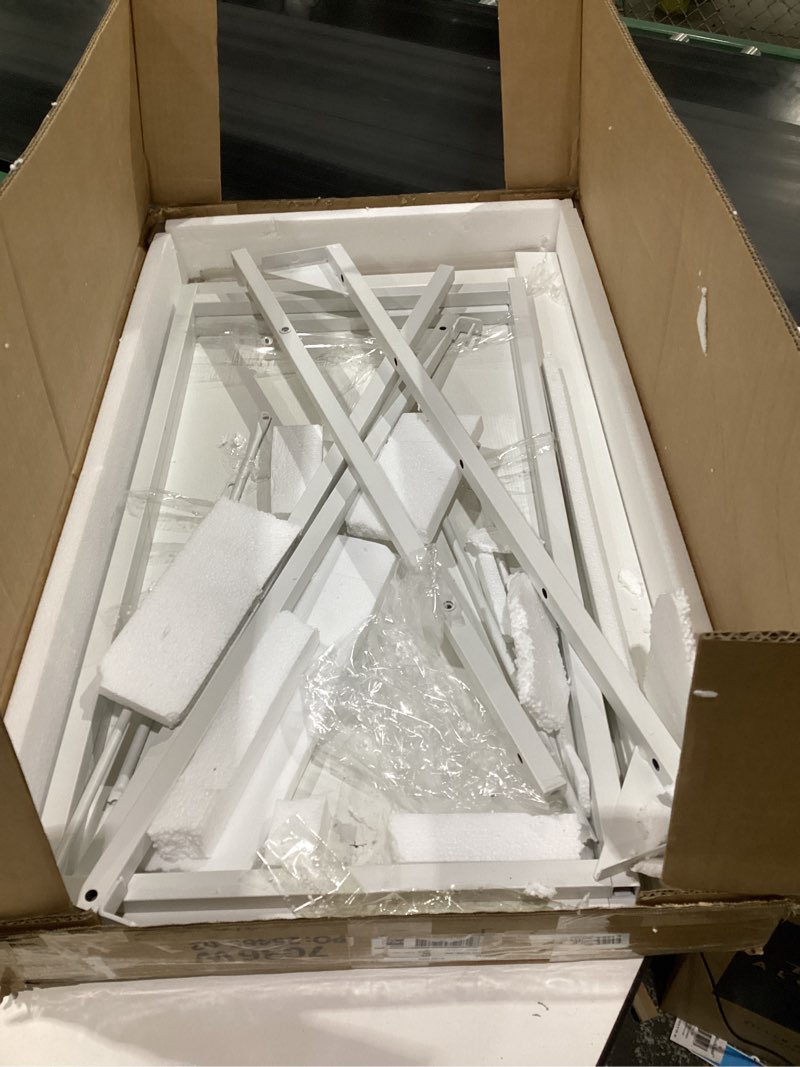 Condition photo showing As Is for Huuger Folding Desk for Small Spaces, 31.5 Inch Foldable Computer Table, for Home Office, Study, Bedroom, Dorm, Space Saving, Small Writing Work Office Computer Desk, Easy to Fold, White White 18.9"D x 31.5"W