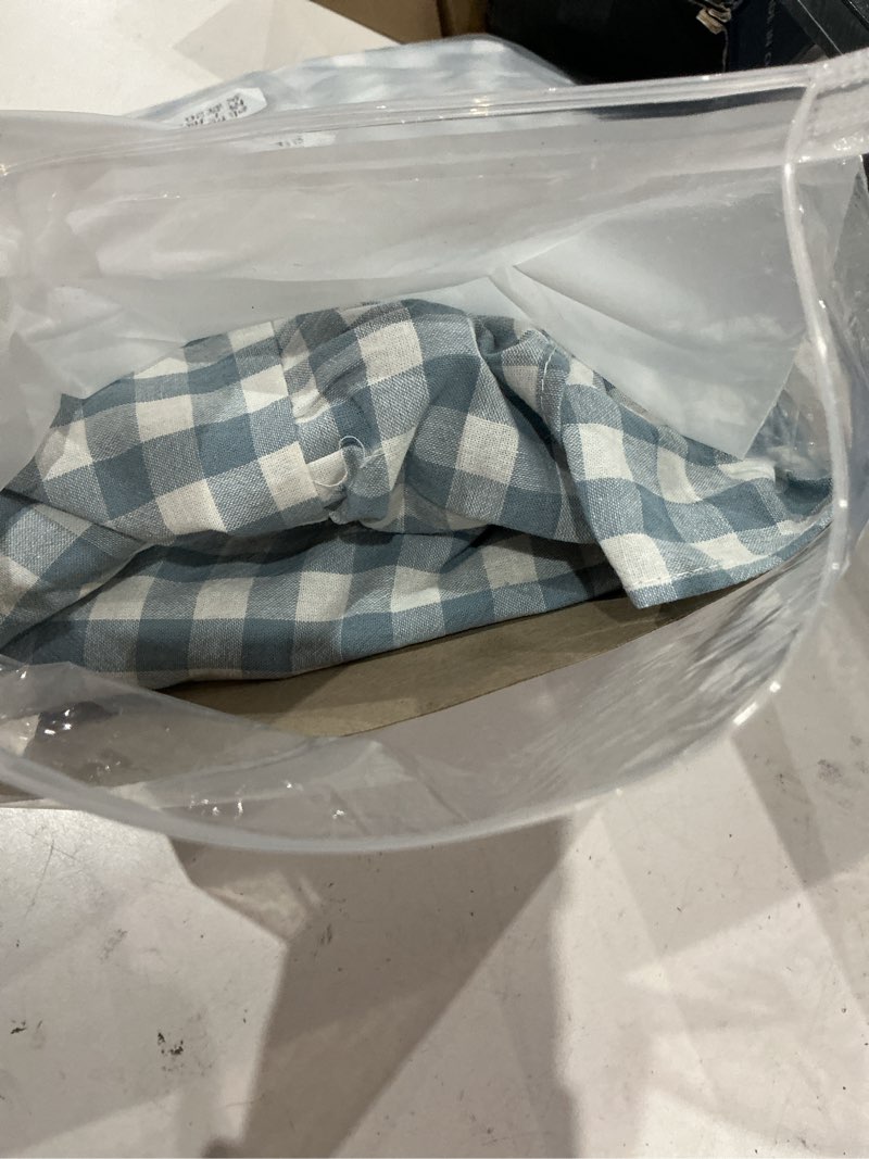 Condition photo showing Good Condition for kkjiaf ruffle gingham pillow covers 26 x 26 inches, cotton plaid throw pillow shams set of 2, linen feel ruffled plaid pillow cases with envelope closure for sofa bed (dusty blue plaid) dusty blue plaid 26" x 26" (pack of 2)