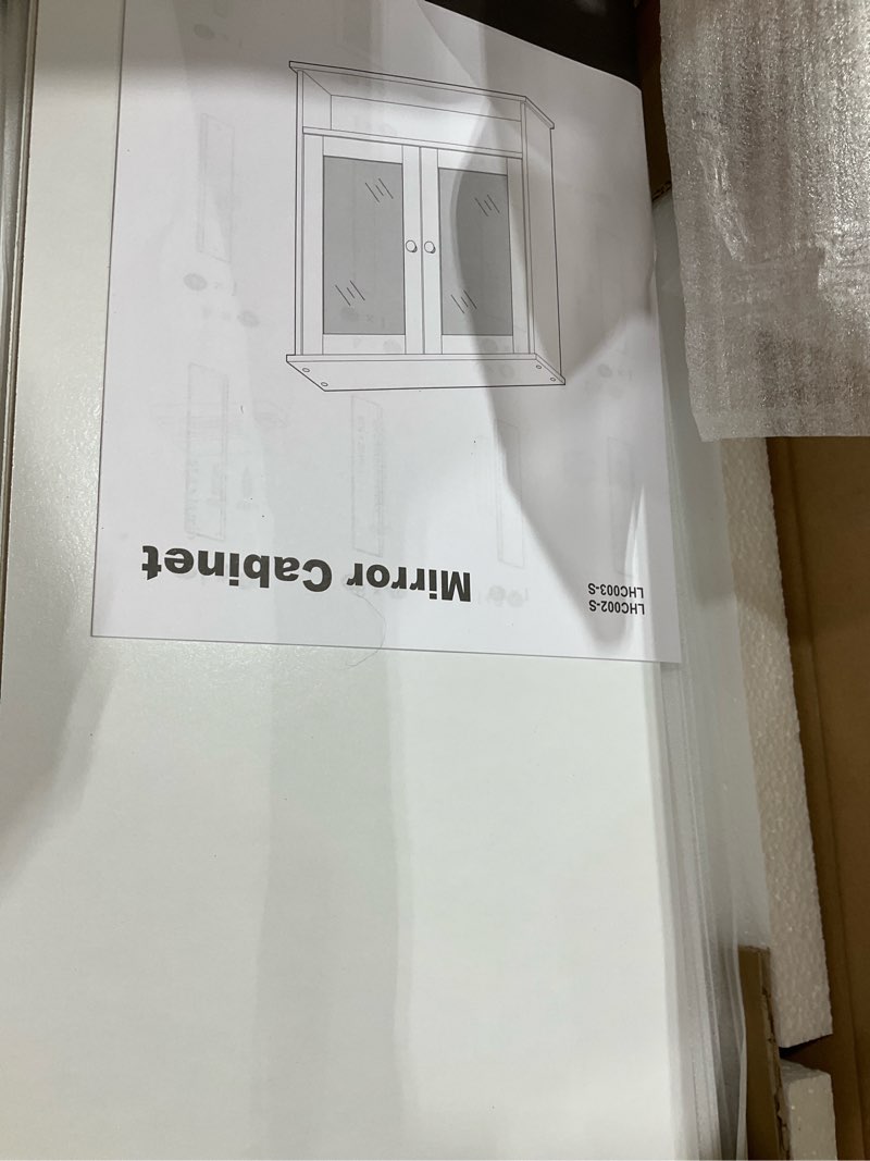 Condition photo showing New/Like New for VASAGLE Bathroom Cabinet with Mirror, Wall Cabinet with 2 Mirrored Doors, Adjustable Shelf, Open Compartment, Wall-Mounted, 5.1 x 22.2 x 23 Inches, White ULHC002 5.1"D x 22.2"W x 23"H White