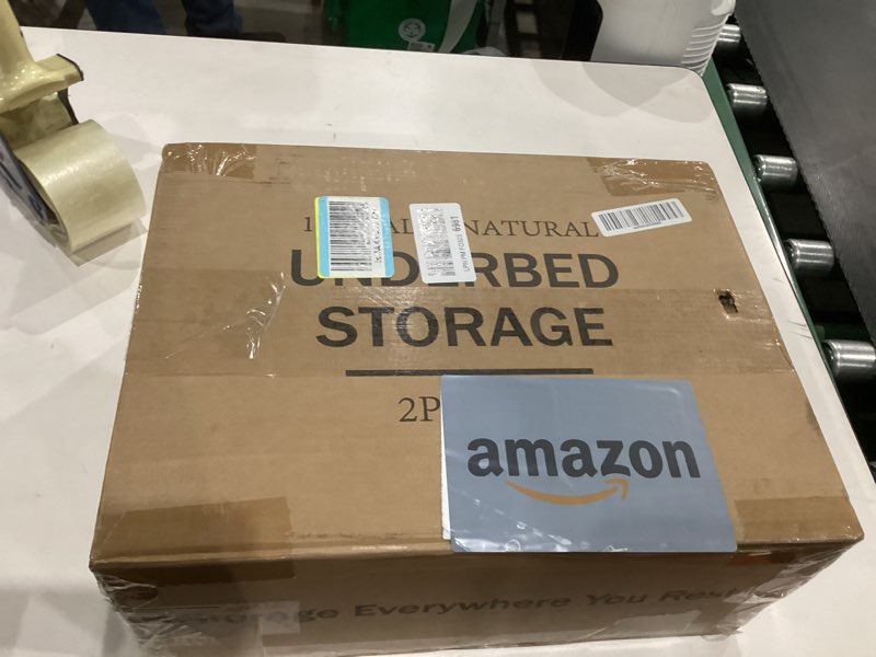 Wisuce Home Under Bed Storage Containers With Wheels - 2 Pcs Large Bamboo Wood Rolling Underbed Shoe