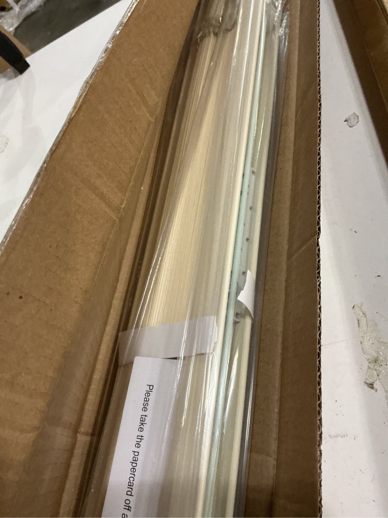 Condition photo showing New/Like New for lazblinds no tools no drill 1" vinyl mini blinds, cordless blinds for windows, light filtering horizontal window blinds & shades, 26 1/2" w x 64" h, cream cordless-cream 26 1/2" w x 64" h