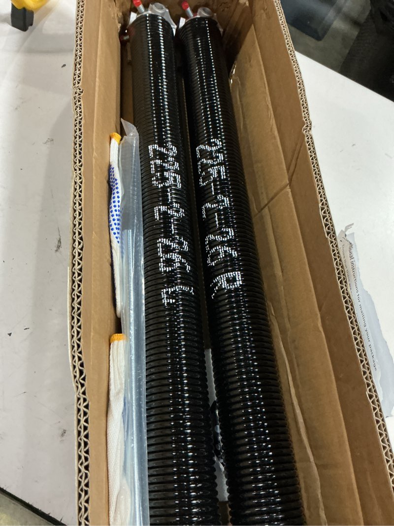 Condition photo showing Good Condition for garage door torsion spring set, pair of 2" electrophoresis coated garage door spring replacement with 2 non-slip winding bars and bearing, minimum 16000 cycles (.225x2x26")