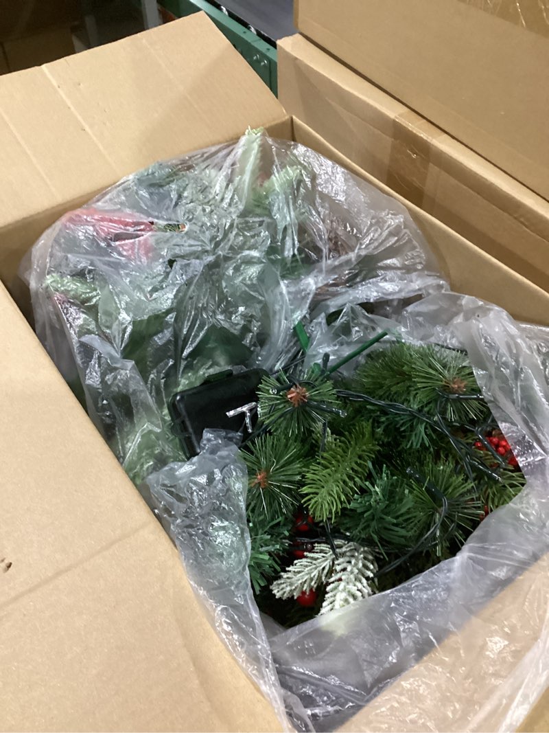 Condition photo showing New/Like New for Liliful 2 Sets Lighted Artificial Christmas Urn Filler 18 Inch, Battery Operated Pre Lit Artificial Christmas Tree Outdoor Light up Planter Filler Lighted Xmas Trees with LED Lights Timer (Multicolor) 2 Multicolor