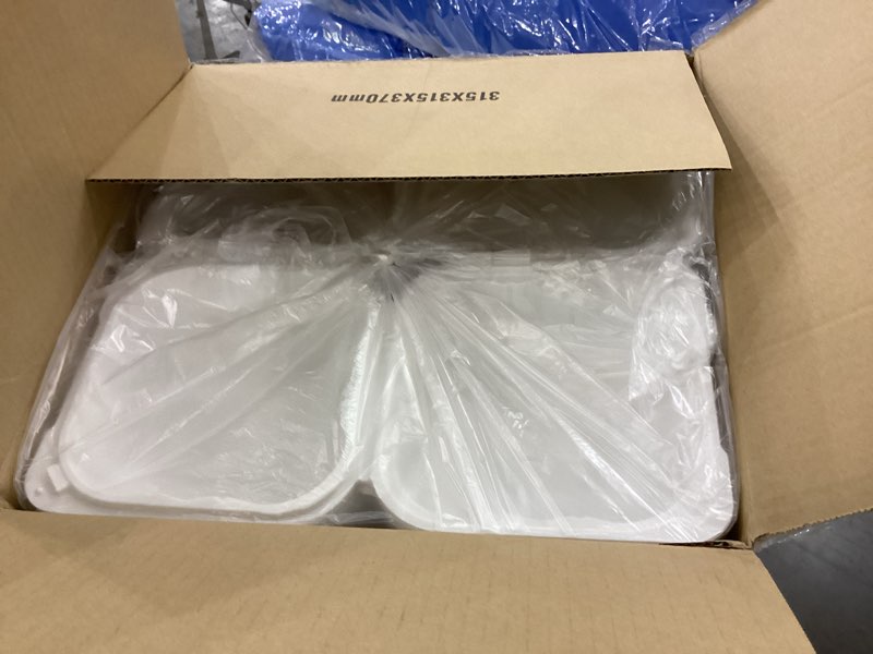 Condition photo showing New/Like New for (250 pack - 6x6x3 Recyclable Hinged Clamshell Containers For Take Out, Microwavable, Snap Tight Dual locks with Easy Grip Tabs