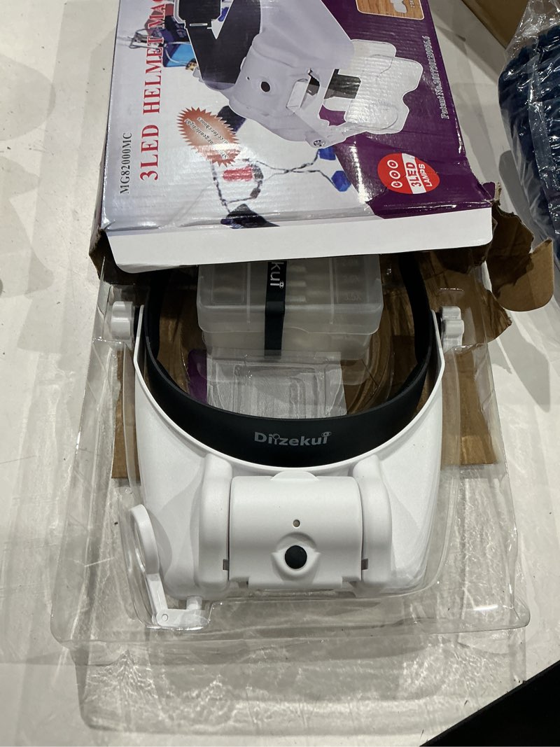 Condition photo showing Good Condition for headband magnifying glass with light, rechargeable head magnifying glasses 1x to 14x, magnifier headset with 6 detachable lens, hands free head mount magnifier for close work jewelry crafts white