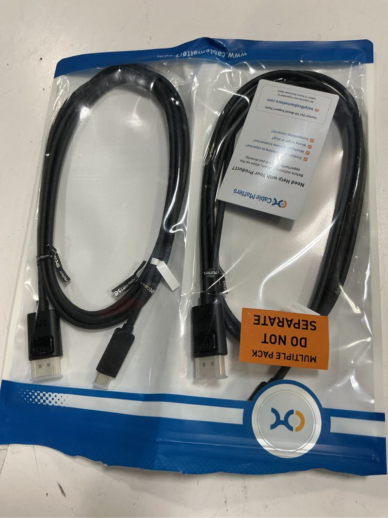 Condition photo showing Good Condition for cable matters 2-pack unidirectional usb c to displayport 1.4 cable - 6ft, support 8k@60hz / 4k@240hz, thunderbolt 4 to displayport cable, display port to usb c, black - not for portable usbc monitor 6 ft 2-pack