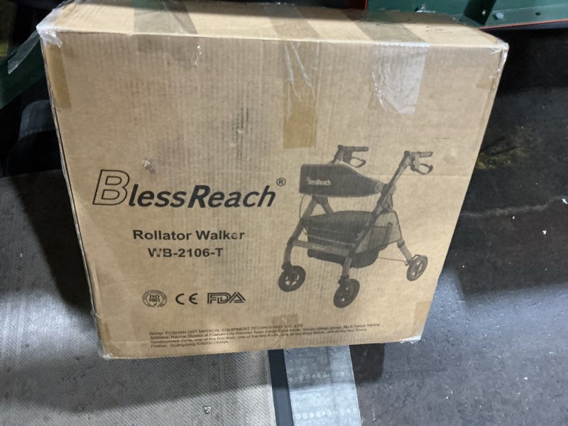Condition photo showing As Is for BlessReach Foldable Rollator Walkers with Seat for Seniors, 450 lb Capacity, 8'' Wheels, 18" Big Sea