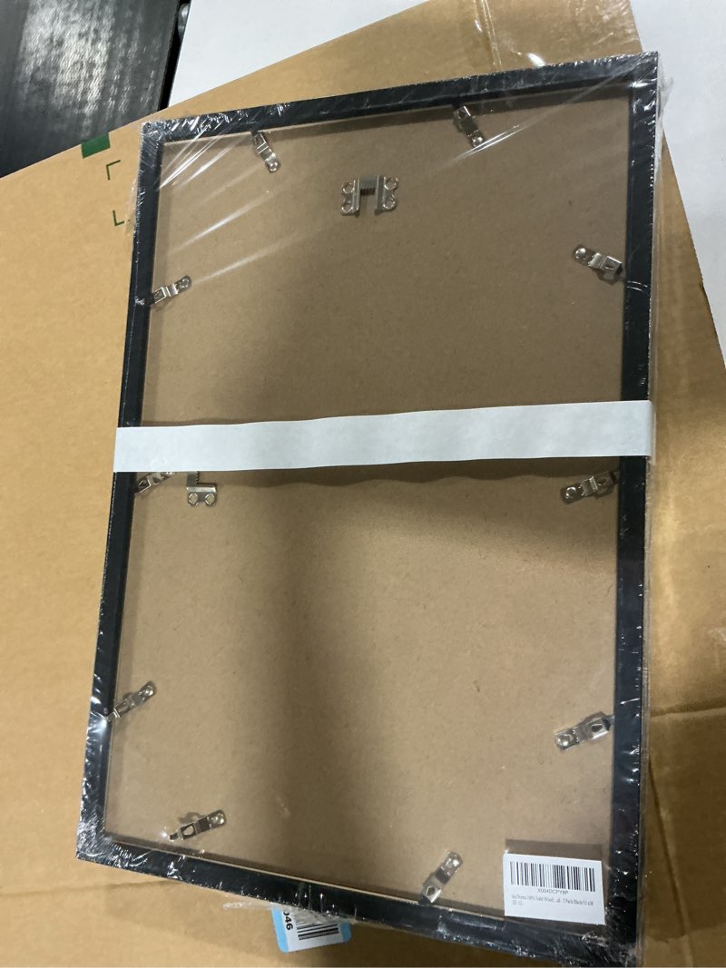 Condition photo showing New/Like New for 100% solid wood 12x18 picture frame set of 3, black frame display photo 11x17 with mat or 12 x 18 without mat, 12by18 hq matte black frame for wall - 3 pack/black/12 x18 3 packs black 12x18