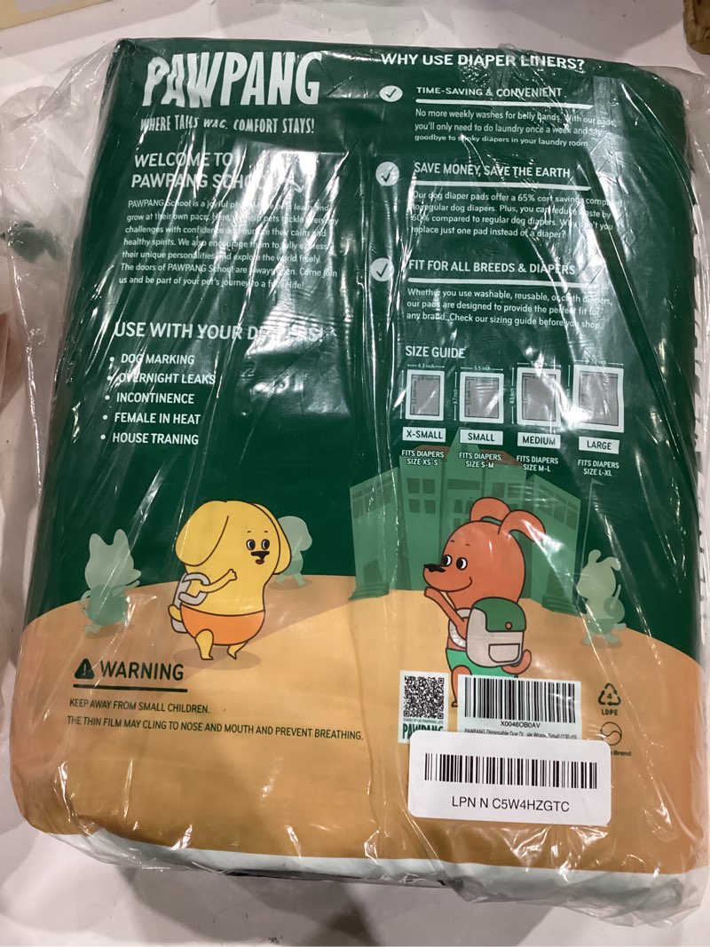 Condition photo showing Good Condition for pawpang disposable dog diaper liners booster pads for male & female dogs, 100ct, 5 sizes options, doggie diaper inserts fit most types of dog diapers - pet belly bands & male wraps (small(100ct)) standard pack small (100 pads)
