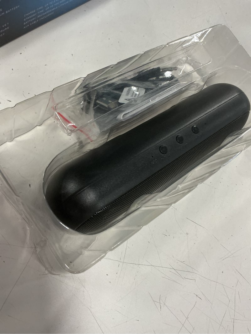 Condition photo showing As Is for vibe sound bluetooth wireless slim pill stereo speaker, black