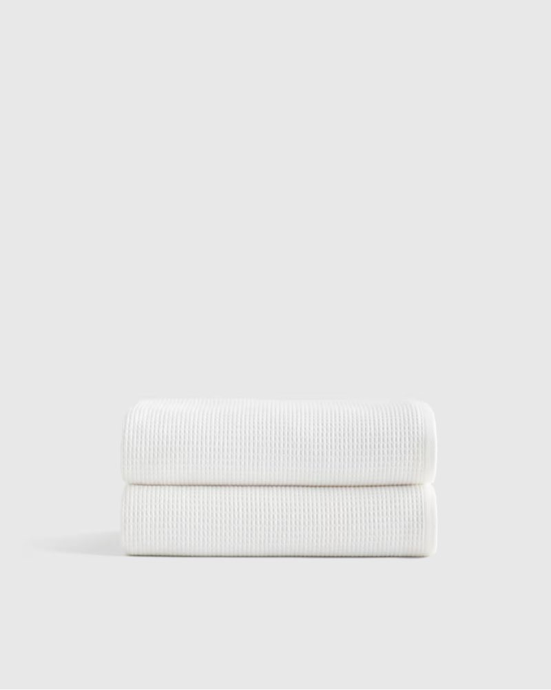 quince turkish waffle terry bath towel (set of 2) white 