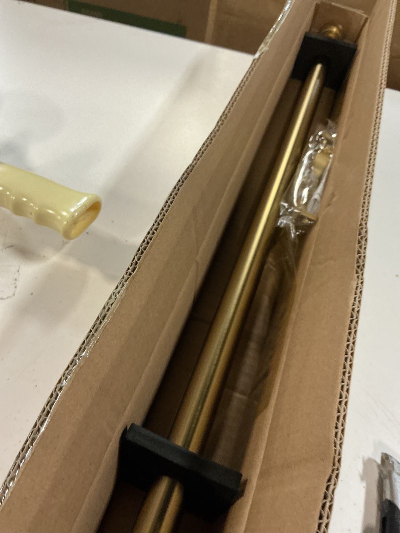 Condition photo showing Good Condition for Warm Gold Curtain Rods for Windows 28 to 48", 1-Inch Blackout Curtain Rods with Aluminum Brackets and End Cap Finials, Adjustable Drapery Rods for Sliding Glass Door/Bedroom/Kitchen/Living Room Etc. Warm Gold 28-48"