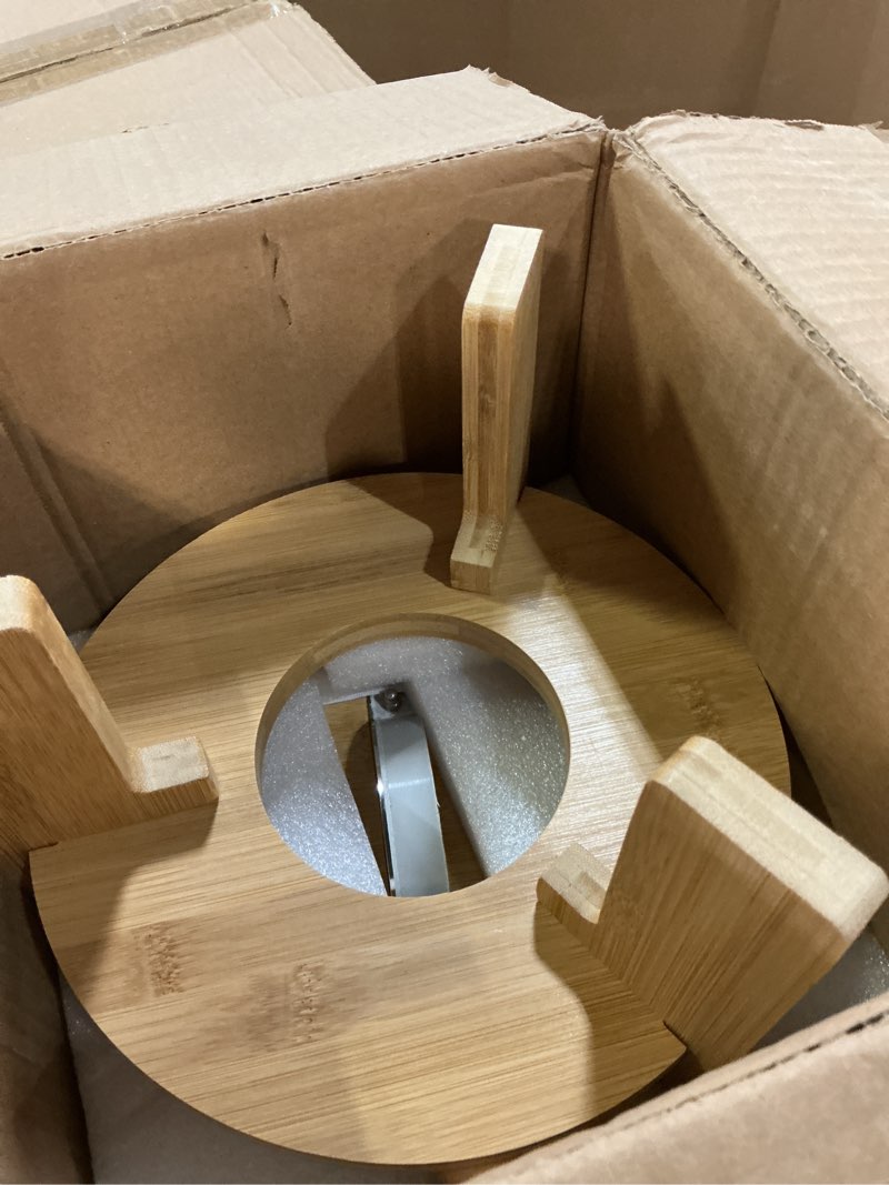Condition photo showing New/Like New for rice dispenser, rice storage container?flour and cereal container with airtight lid and wooden stand, glass food storge container for kitchen organization and pantry store (5l)