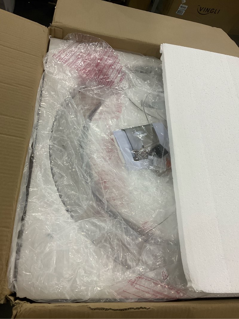 Condition photo showing New/Like New for Modern LED Chandelier- White Dimmable Circular LED Pendant Light 1 Ring with Remote, Round Hanging Light for Kitchen Island, Dining Room, Living Room, Foyer, Entryway (D24.4) D24.4"- White chandeliers