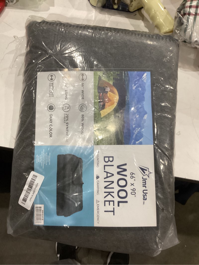 Condition photo showing New/Like New for Wool Camping Blanket – 70% Wool Heavy-Duty Military Style Throw, Warm & Washable, Fire Retardant Cover for Emergency, Survival & Outdoor Use – Perfect for Camping, Car, Home & Hiking, Grey 66x90 66x90 Grey