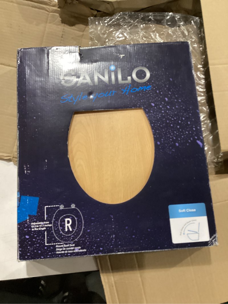 Condition photo showing Good Condition for sanilo wooden toilet seat with quick release & soft close [elongated] decorative & slow close molded wood seat - with one click for easy installation & cleaning - with adjustable fit (wood)