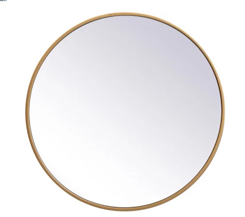 ANDY STAR Gold Round Mirror, Brushed Gold Round Bathroom Mirror, Brass Circle Mirror 32 inch, Modern