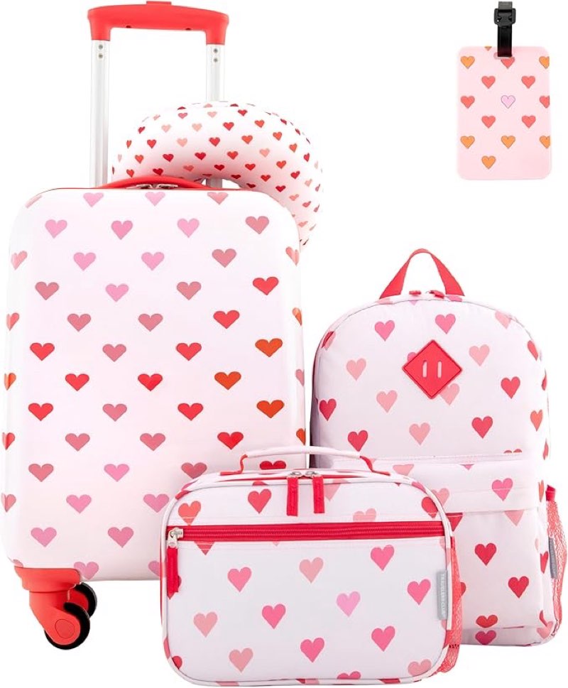 Travelers Club 5 Piece Kids' Luggage Set, Heart