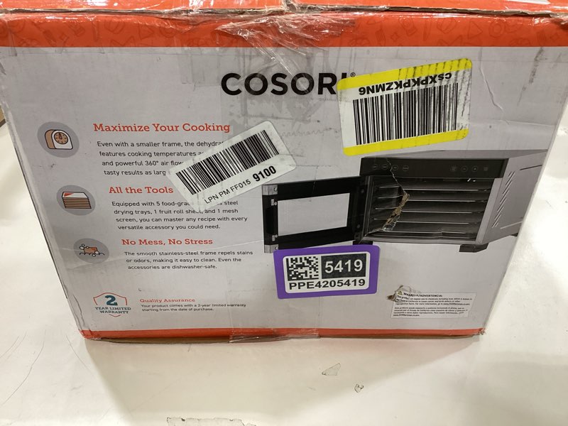 Condition photo showing Good Condition for cosori food dehydrator for jerky, 176°f temperature control, 5 stainless steel trays dryer machine, 4 presets, 48h timer, for dog treats, meat, fruit, veggies, snacks,bright-silver bright-silver 5 trays 5 trays dehydrator