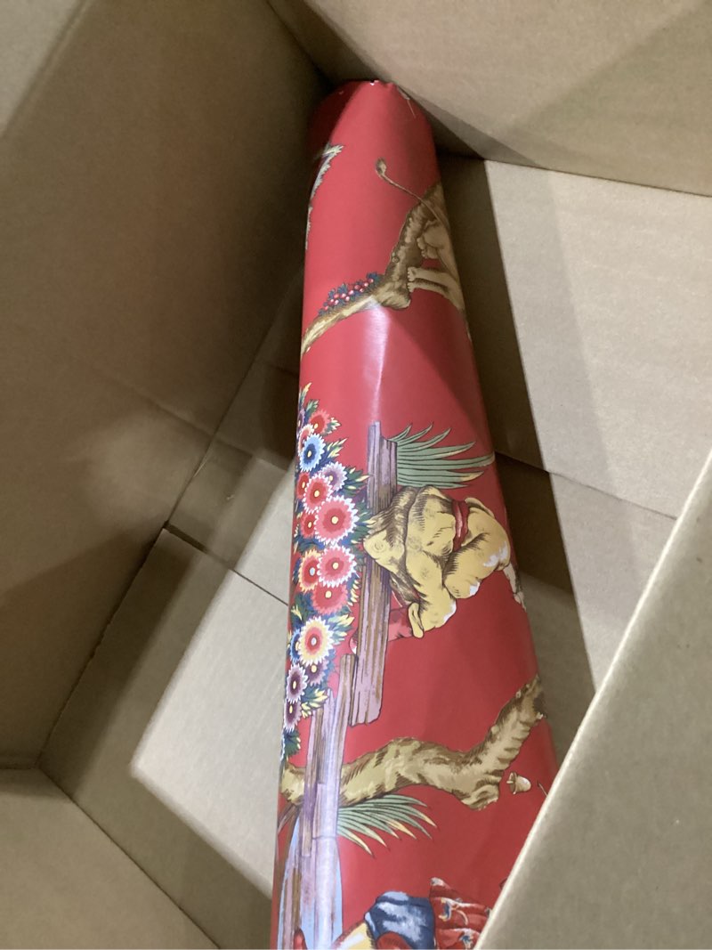 Condition photo showing As Is for nuwallpaper x scalamandre red tomato chinoise exotique self adhesive wallpaper, scs3844