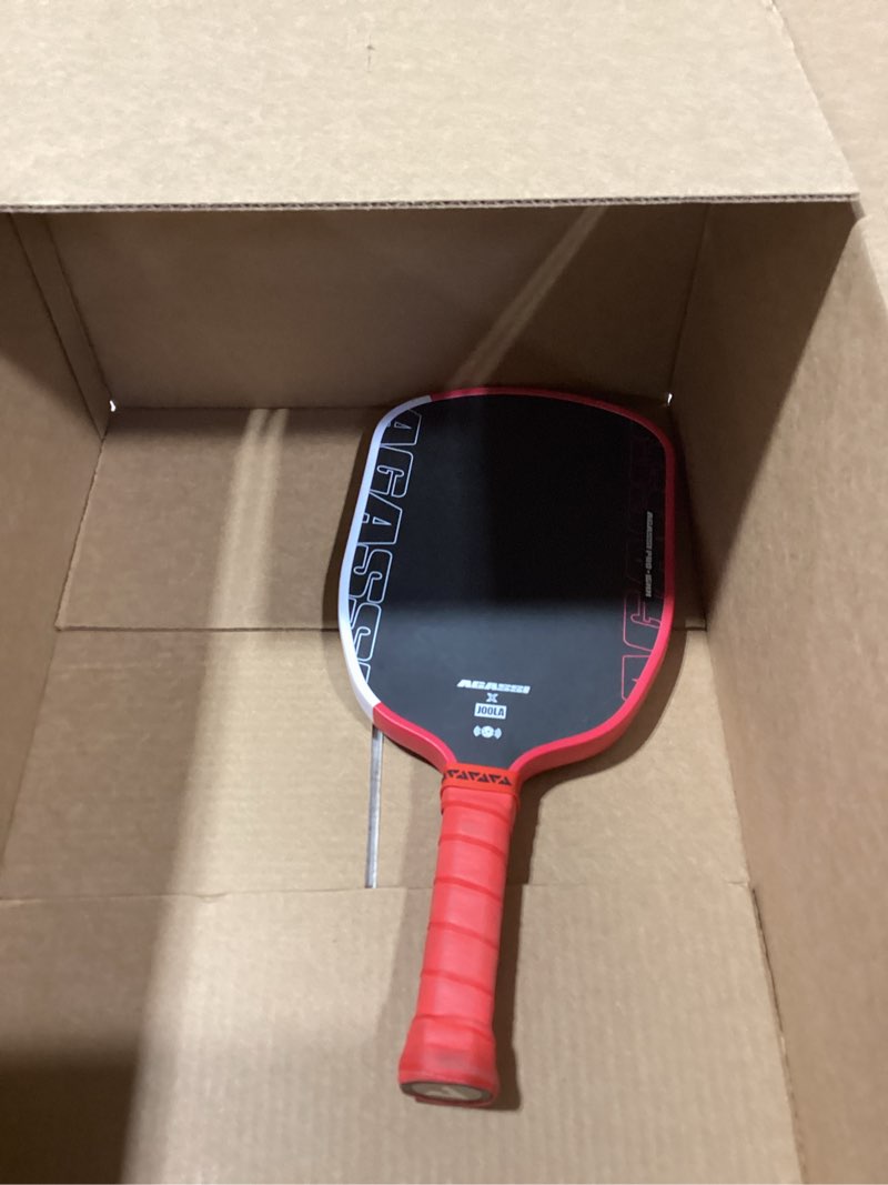 Condition photo showing Good Condition for joola agassi pro iv 16mm pickleball paddle w/extended sweet spot - carbon fiber surface increases spin & control - sk film for power & larger sweet spot - upa-a certified - usap approved - nfc chip single | 16mm carbon | agassi pro
