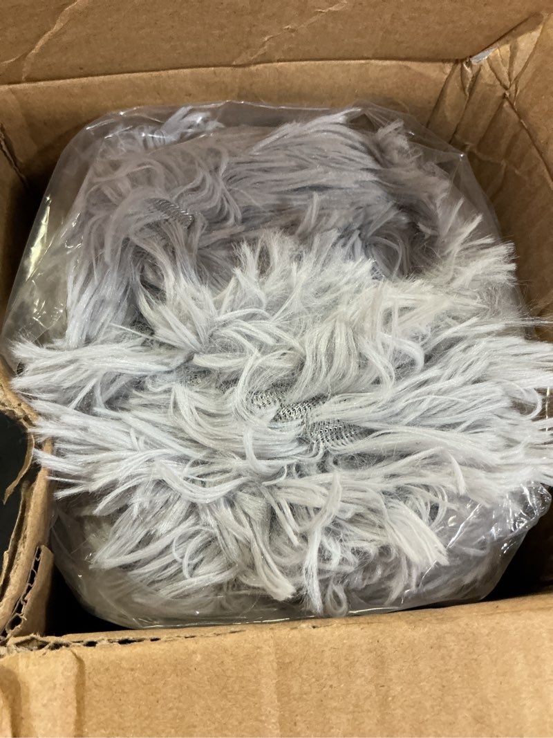 Condition photo showing Good Condition for bean bag chair cover, waterproof faux fur bean bag cover only(no filler), 5ft round beanbag cover with pocket, big giant bean bags covers for adults kids teens, stuffed animal storage 5ft light grey (cover only)