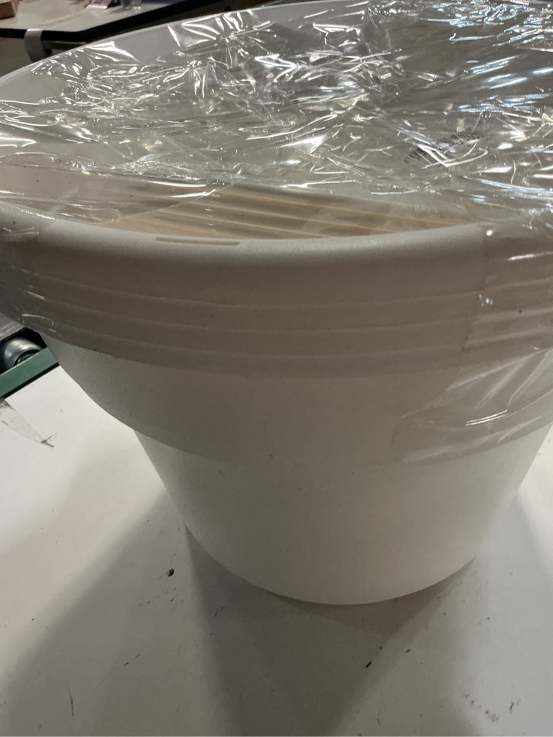 Condition photo showing Good Condition for pottiffe 16 inch plastic-flower-pot-for-indoor-plants, 4 pack large outdoor planter pot with drainage holes & saucers, resin decorative garden pots planters white 16 inch-4pack