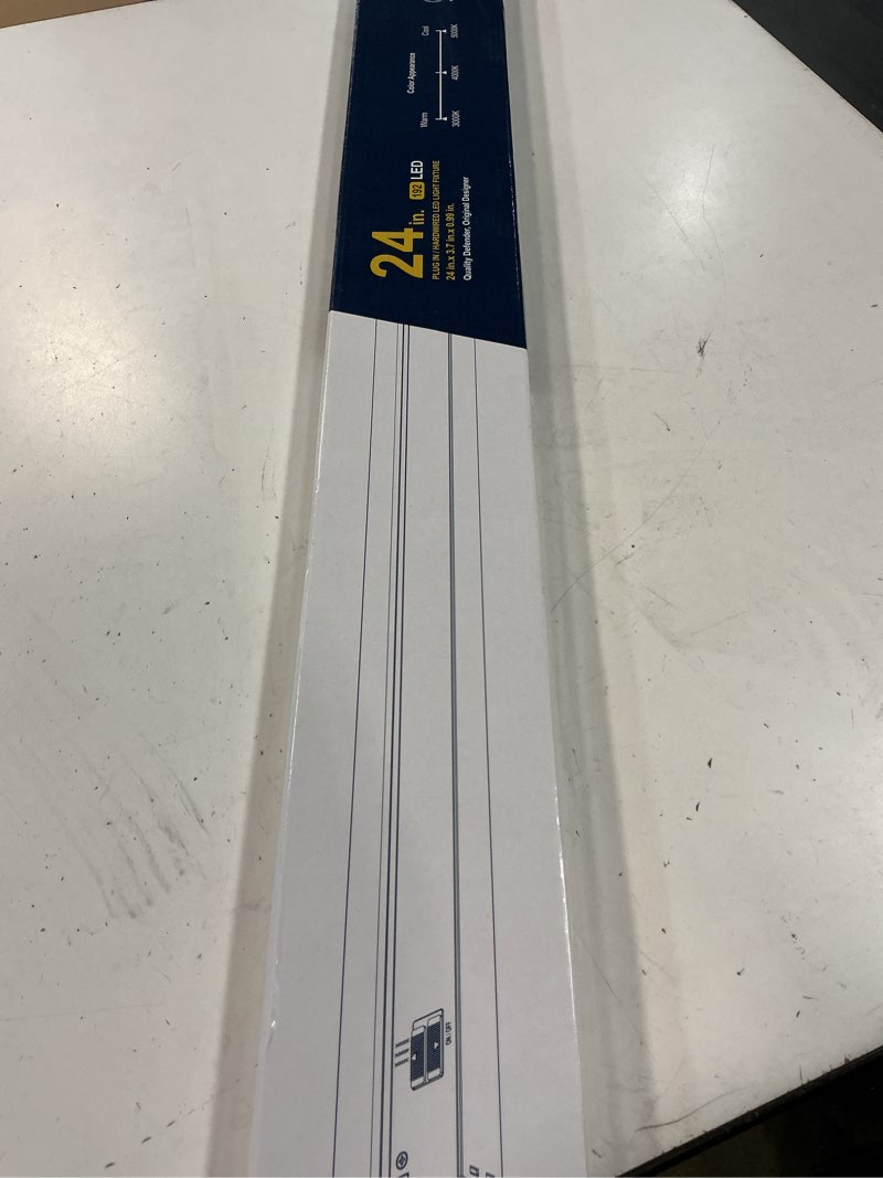 Condition photo showing New/Like New for 24 inch led under cabinet light, plug in kitchen lighting, 3cct selectable (3000k/4000k/5000k), cri94 high color accuracy, linkable, slim design dimmable, black black 24 inch
